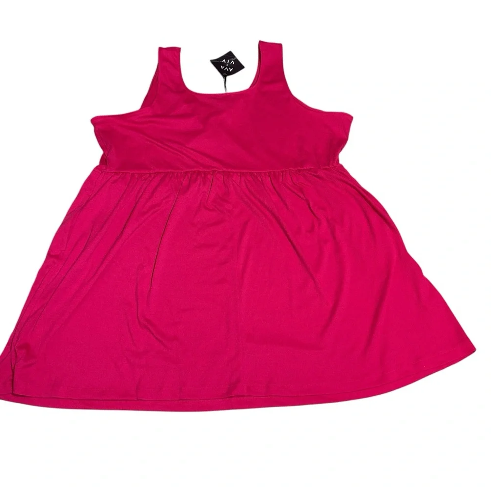 Ava & Viv Babydoll Empire Waist Pullover Dress NWT Pockets Sleeveless Pink Sz 4X - Picture 4 of 9